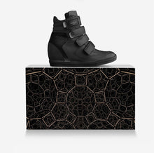 Load image into Gallery viewer, All Black Sneaker Wedges with Velcro Belts
