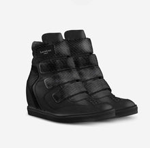 Load image into Gallery viewer, All Black Sneaker Wedges with Velcro Belts
